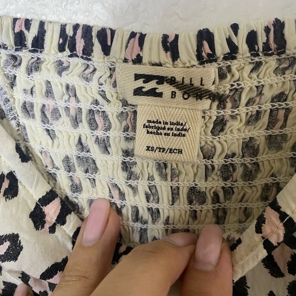 Billabong Dress Sweet Demeanor Animal Leopard Print White/Black/Pink - XS - Picture 11 of 11